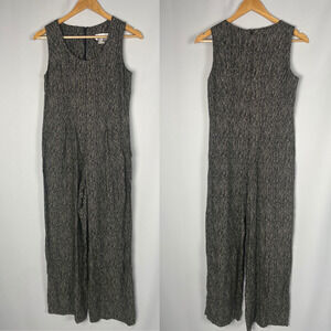 Vintage Jumpsuit Size 8 Black Cream Polka Dot Sleeveless Minimal Playsuit 90s